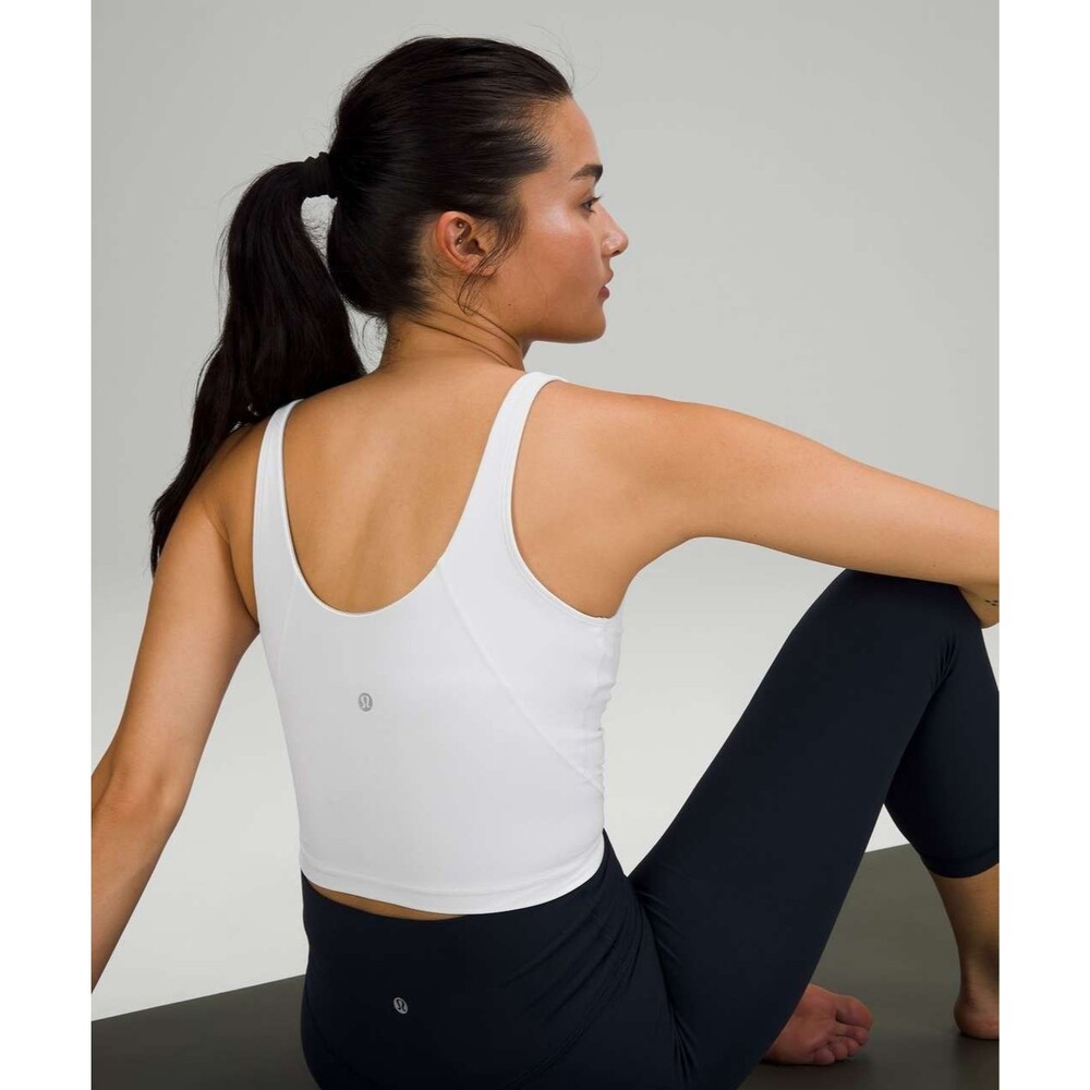 Lululemon Align Tank Top Cropped Cami White Women’s Size 4 Built In Bra